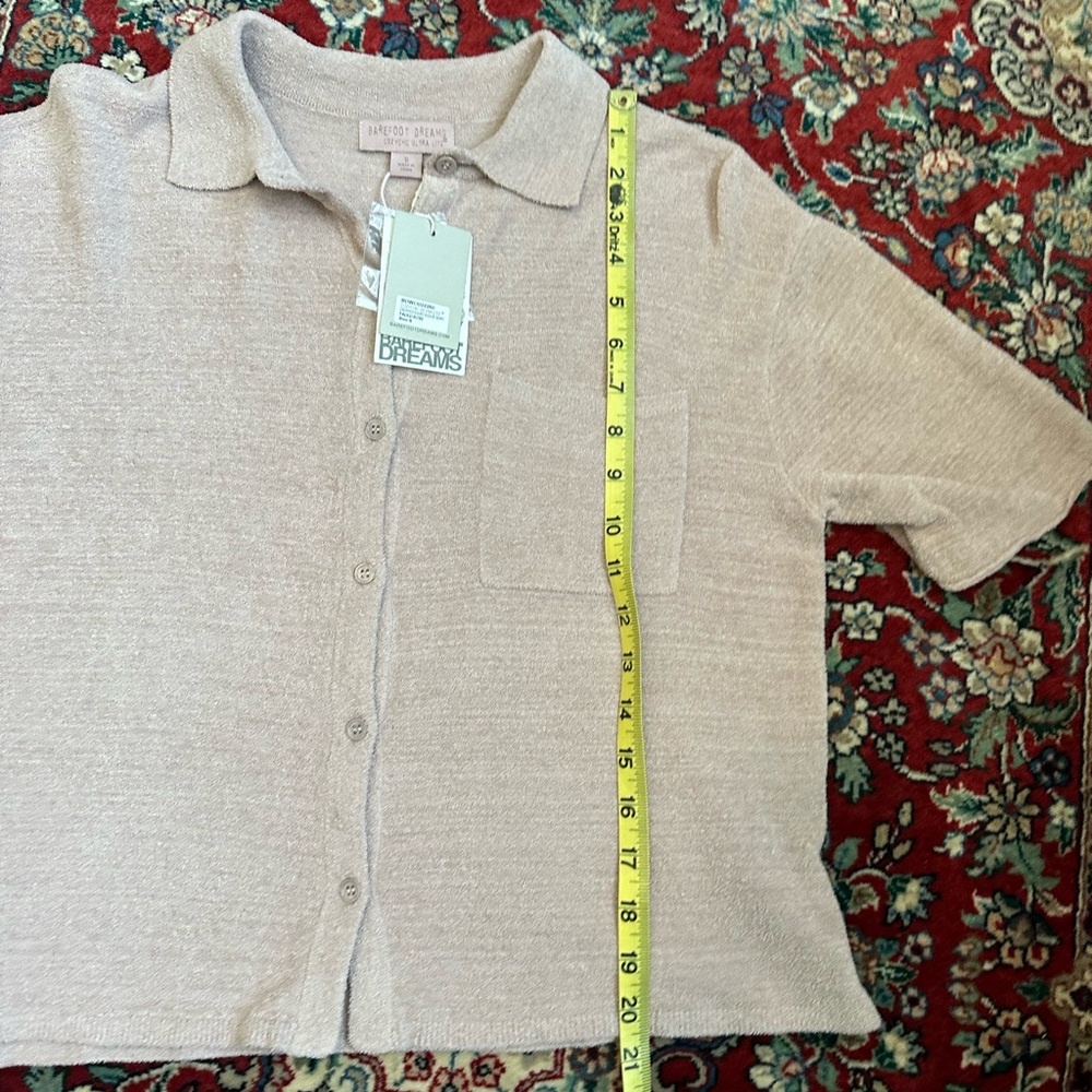 Barefoot Dreams CozyChic Ultra Lite Cropped Short Sleeve Shirt Size Small NWT - Picture 11 of 13